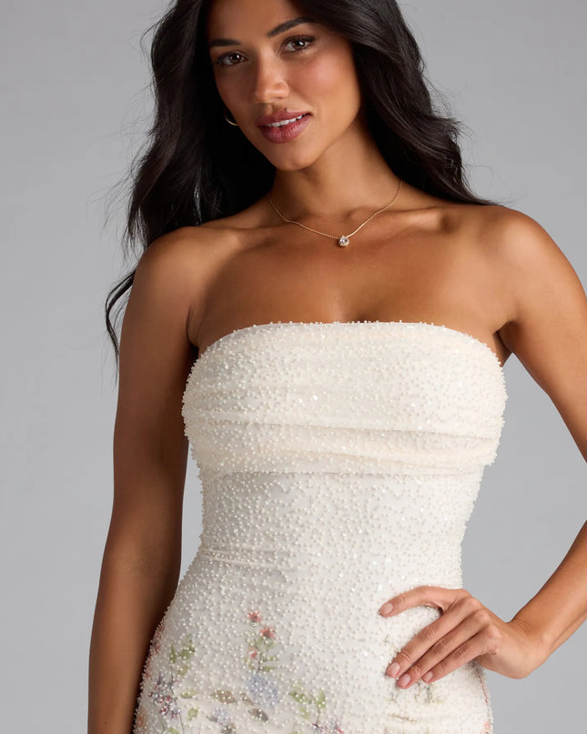 Felicia Floral Beaded Mini Dress