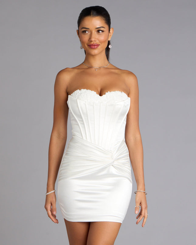 Alexia Satin Lace Bustier Mini Dress