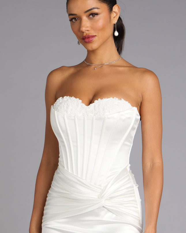 Alexia Satin Lace Bustier Mini Dress