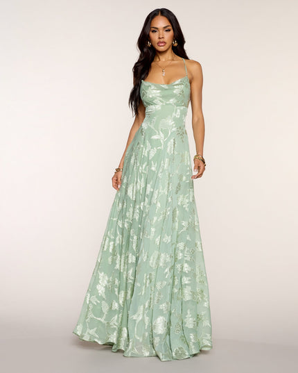 Vivienne Floral Brocade Lace-Up Dress