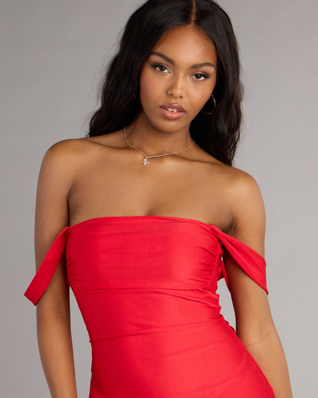Classics Lover Off-The-Shoulder Satin A-Line Mini Dress
