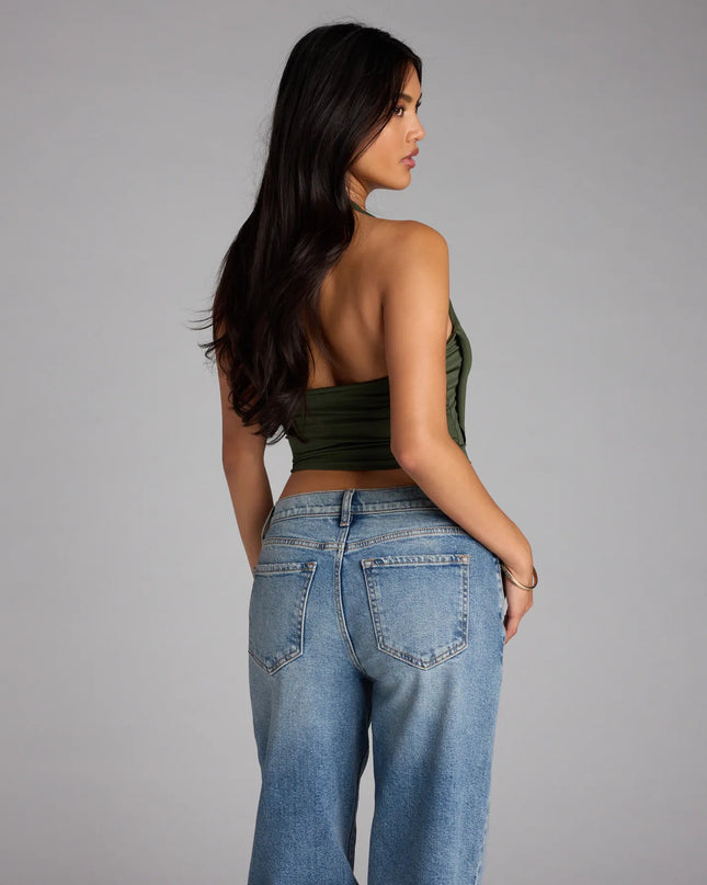 Take The Plunge Sleeveless Halter Crop Top