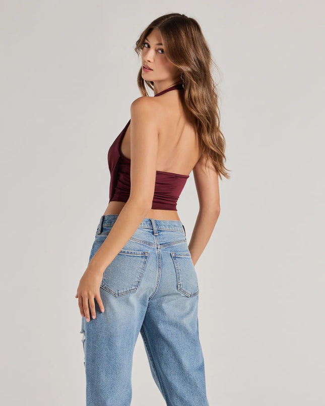 Take The Plunge Sleeveless Halter Crop Top