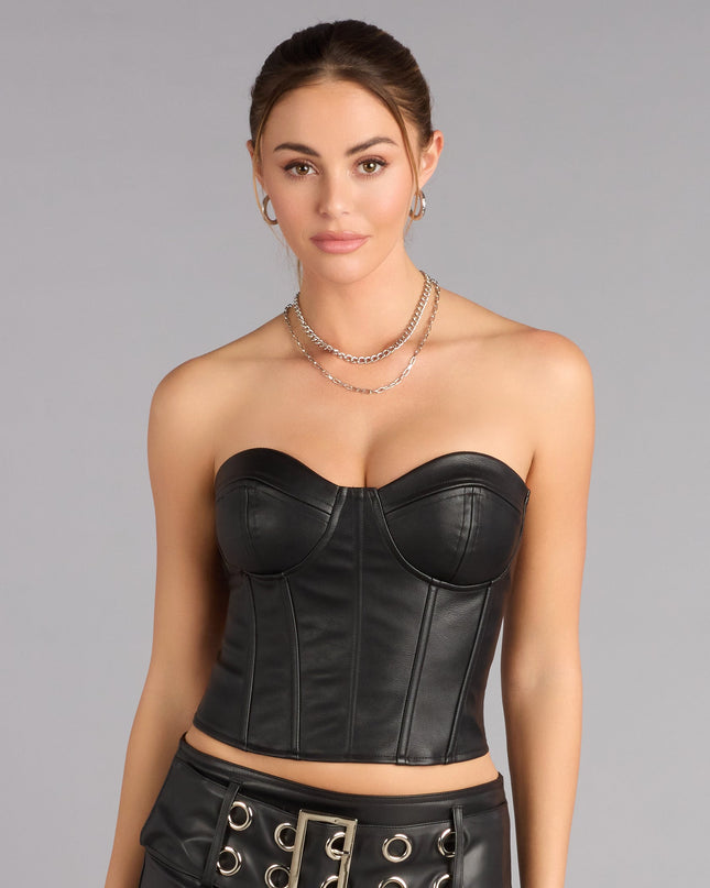 Midnight Edge Strapless Lace-Up Corset Top