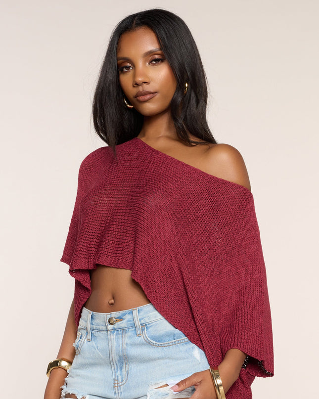 So Breezy Off-Shoulder Poncho Top
