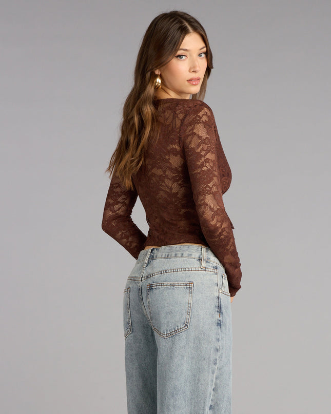 Delicate Flair Floral Lace Tie-Front Top