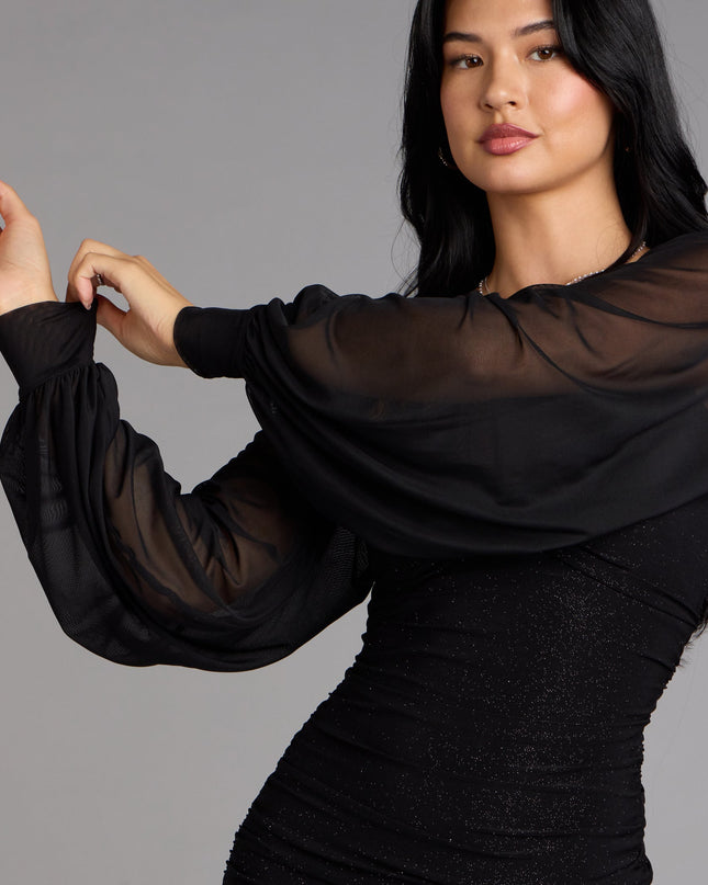Sheer Mesh Blouson Sleeve Bolero