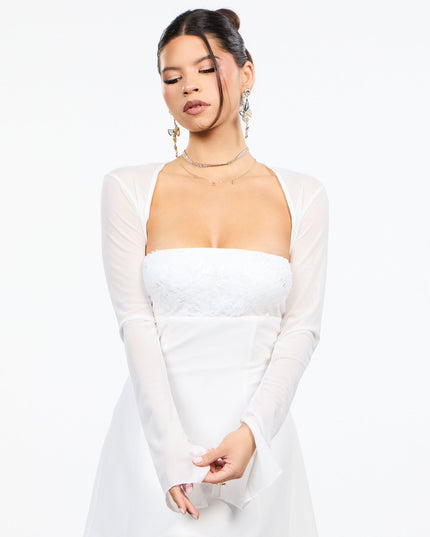 Sheer Mesh Flared Sleeve Bolero