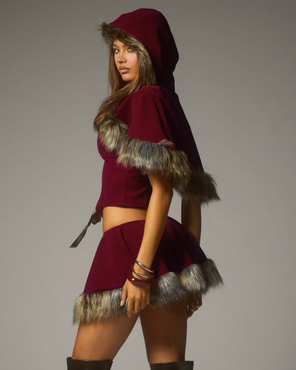 Little Red Velvet Hooded Cape