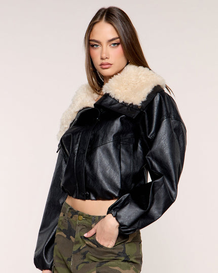 Cold Front Faux Shearling Bomber Jacket