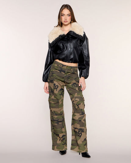 Cold Front Faux Shearling Bomber Jacket