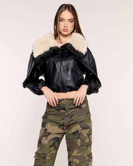 Cold Front Faux Shearling Bomber Jacket