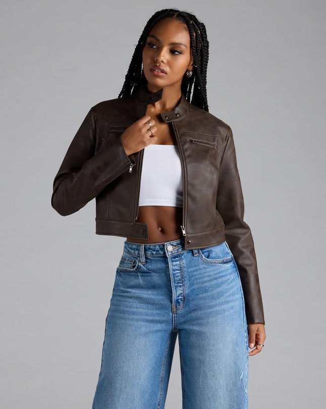 Along For The Ride Faux Leather Biker Jacket