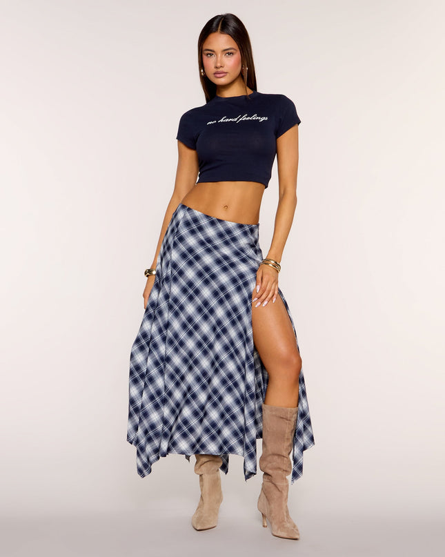 Check Please Plaid Slit Maxi Skirt