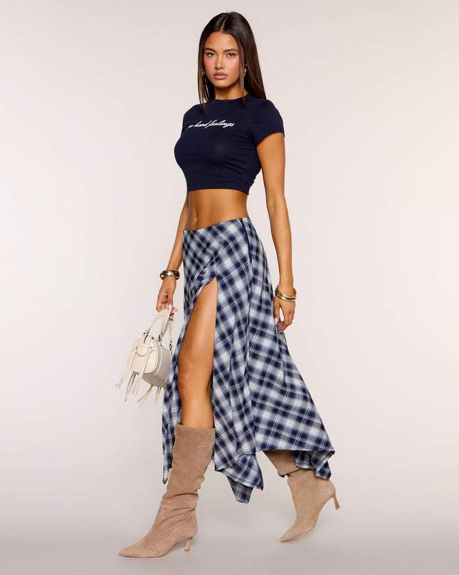 Check Please Plaid Slit Maxi Skirt