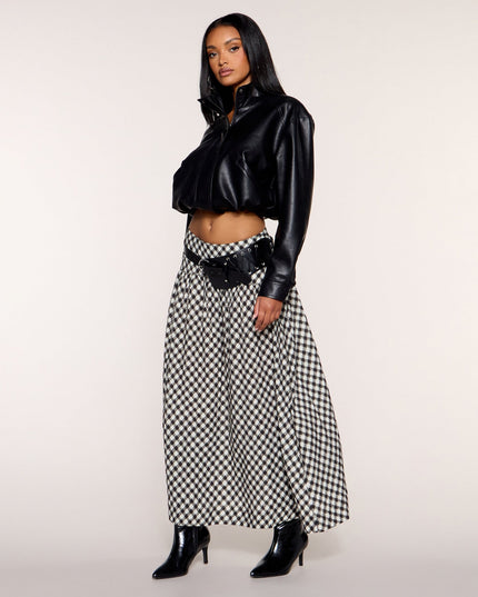 Pattern Play Gingham Plaid A-Line Maxi Skirt