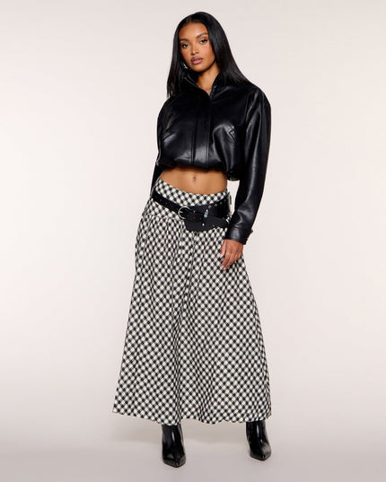 Pattern Play Gingham Plaid A-Line Maxi Skirt