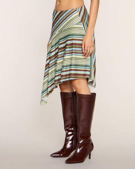 Stripe Shift Knit Midi Skirt