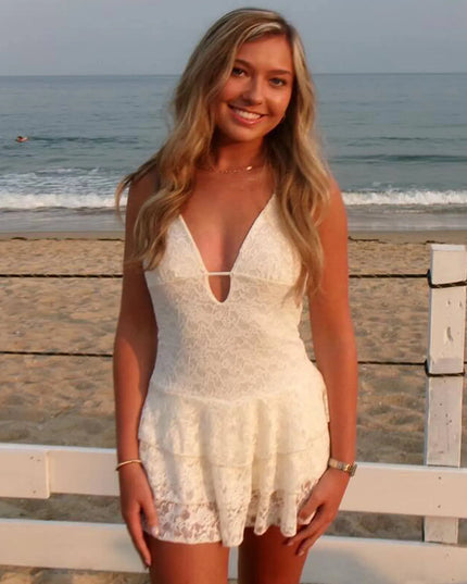 Boho Dreamer Ruffled Lace Romper