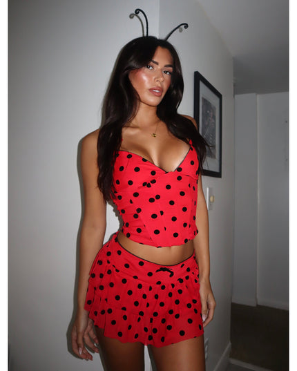 Lucky Ladybug Polka Dot Ruffle Mini Skort