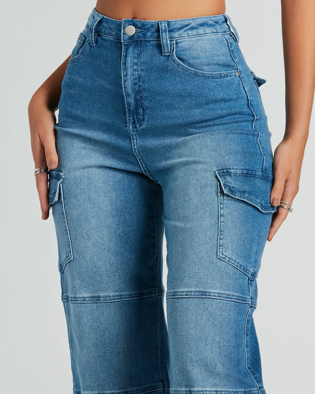 Cool Captured High Rise Cargo Denim Jeans