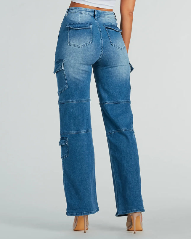 Cool Captured High Rise Cargo Denim Jeans