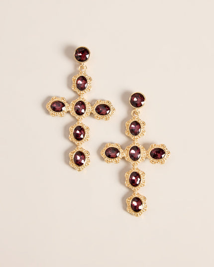 Cross My Heart Gemstone Statement Drop Earrings