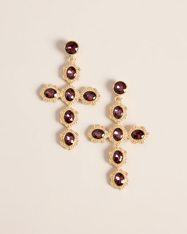 Cross My Heart Gemstone Statement Drop Earrings