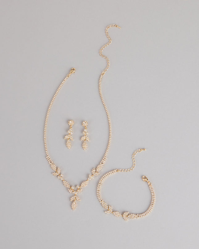 Luxe Desire Rhinestone Leaf Jewelry Set