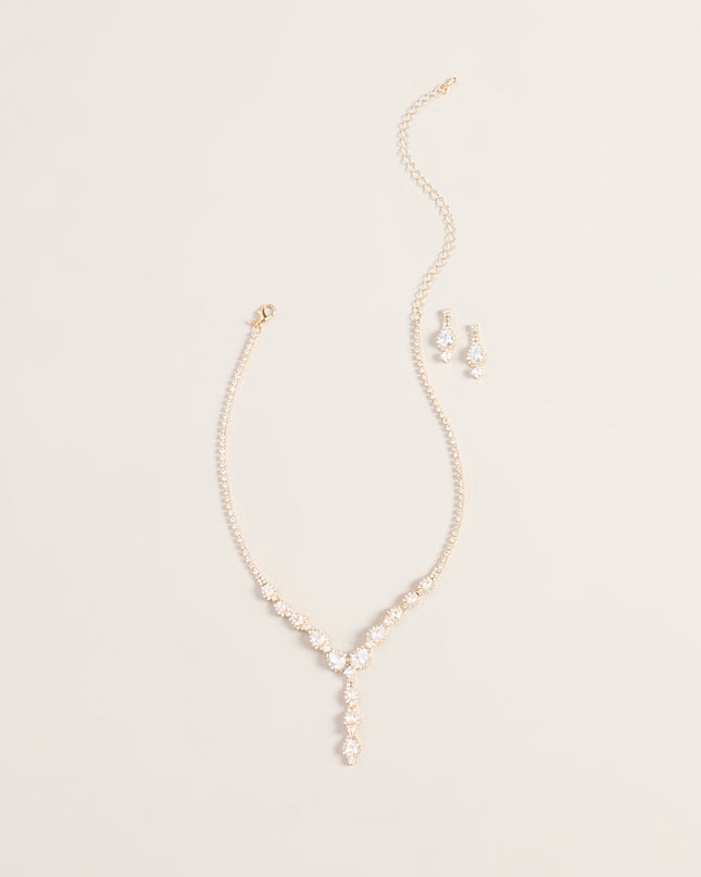 All Eyes Here Teardrop Rhinestone Necklace And Earring Set
