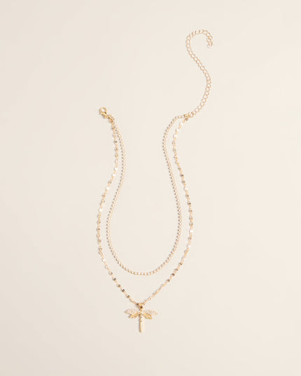 Catch Some Magic Layered Dragonfly Necklace