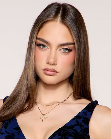 Catch Some Magic Layered Dragonfly Necklace