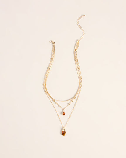Amber Hour Layered Stone Necklace