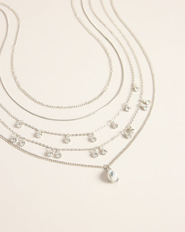 Layer It On Rhinestone Drop Necklace Set