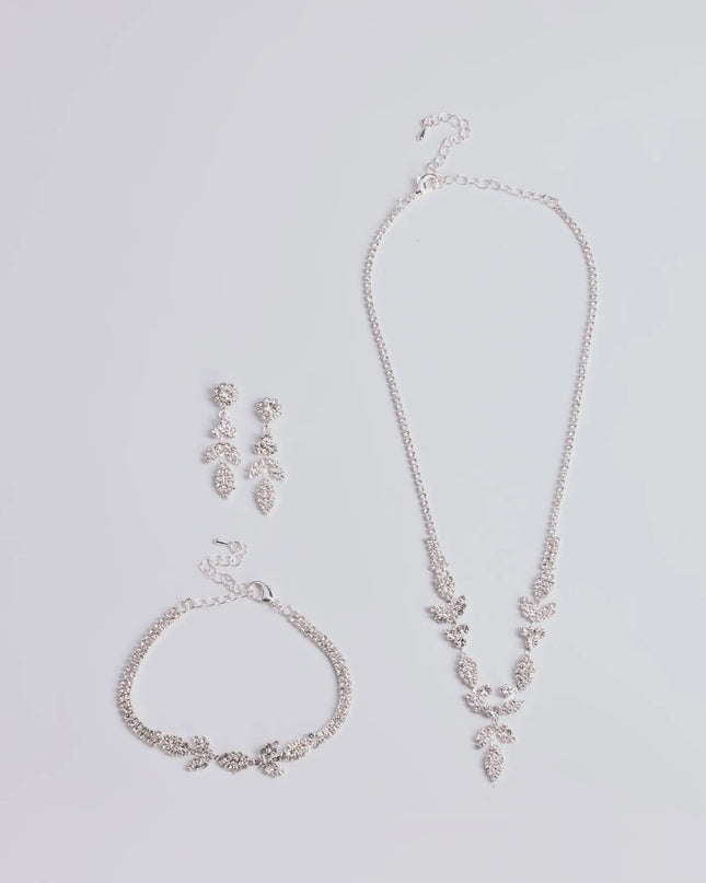 Luxe Desire Rhinestone Leaf Jewelry Set