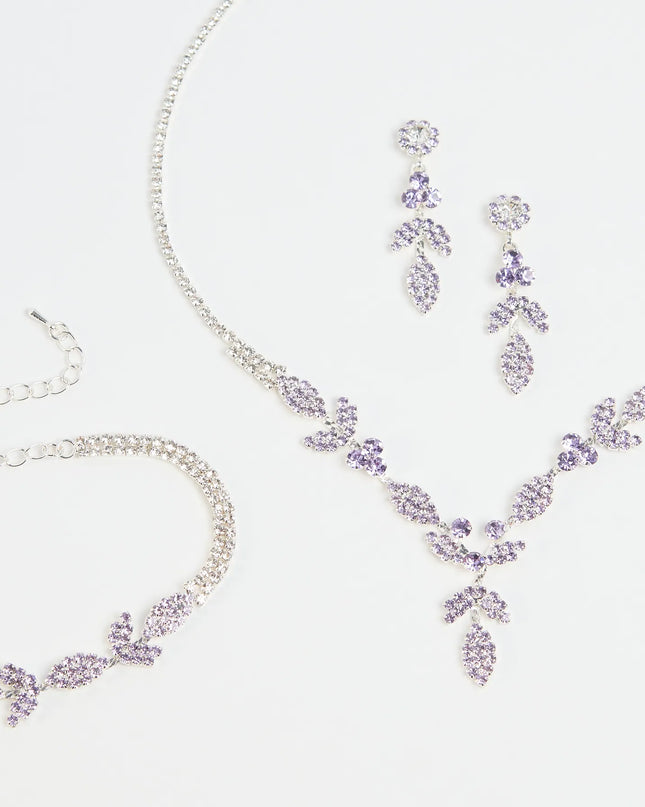 Luxe Desire Rhinestone Leaf Jewelry Set