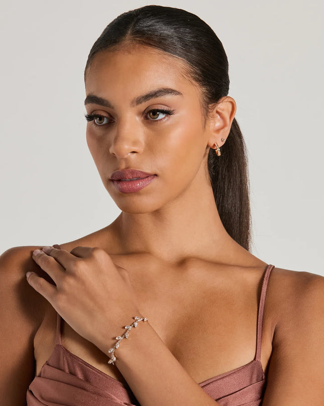 Ever So Luxe Cubic Zirconia Leaf-Shaped Dainty Bracelet