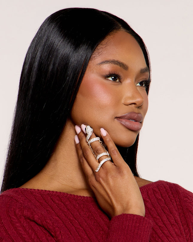 Edgy Sparkle Rhinestone Snake Stretch Ring