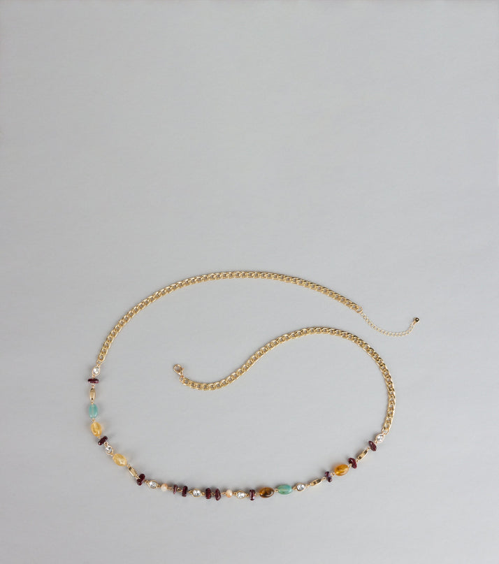 New Obsession Beaded Stone Chain Belt