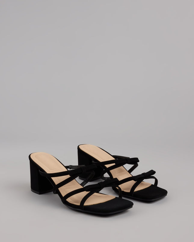 All Day Cute Bow Strap Block Heel Mules