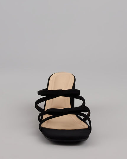 All Day Cute Bow Strap Block Heel Mules