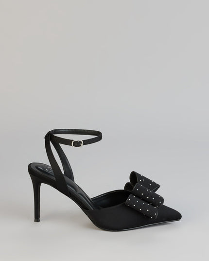 Glam Agenda Rhinestone Bow Pumps