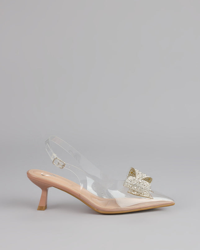 Pretty Precision Rhinestone Bow Slingback Mules