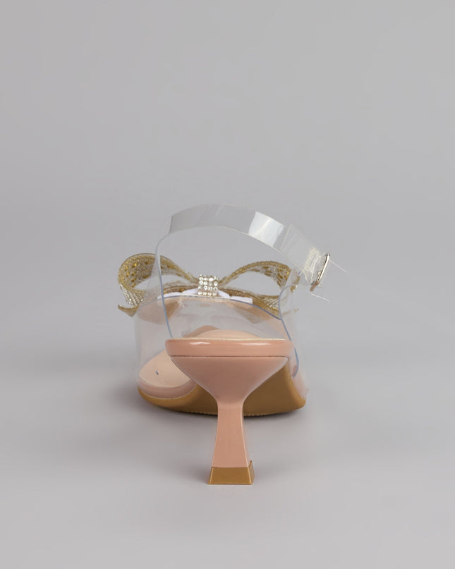 Pretty Precision Rhinestone Bow Slingback Mules