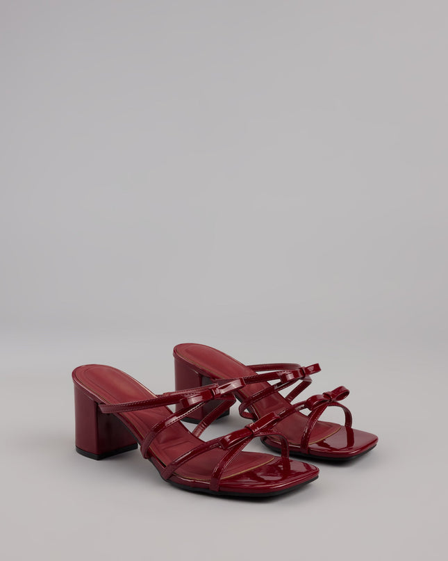 All Day Cute Bow Strap Block Heel Mules