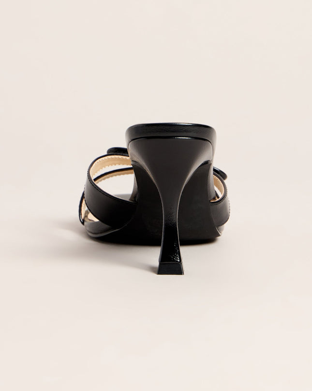 Bow On Cue Patent Kitten Heel Mules