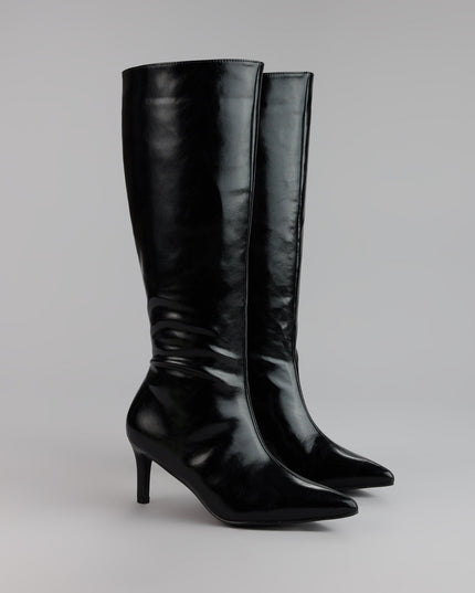 Sleek Stance Faux Leather Stiletto Boots