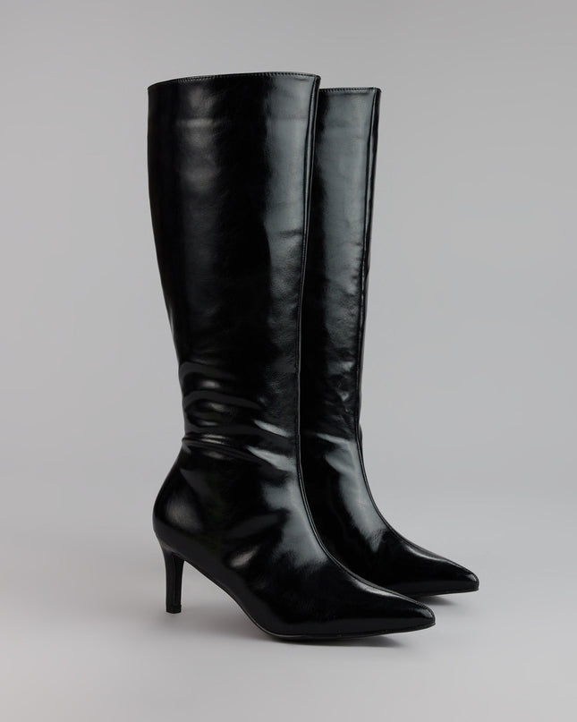Sleek Stance Faux Leather Stiletto Boots