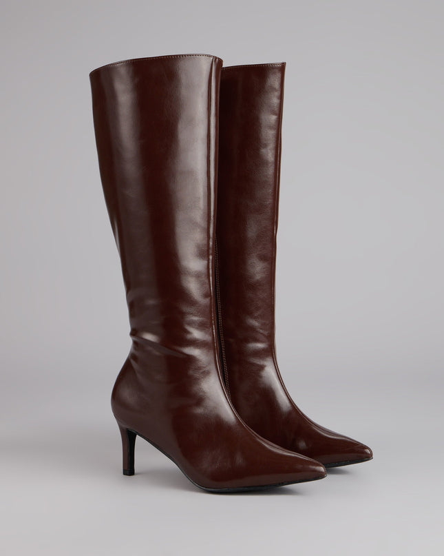 Sleek Stance Faux Leather Stiletto Boots